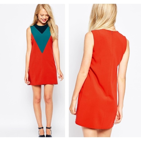 ASOS Dresses & Skirts - NWT ASOS Colourblock Shift Dress in Red & Teal